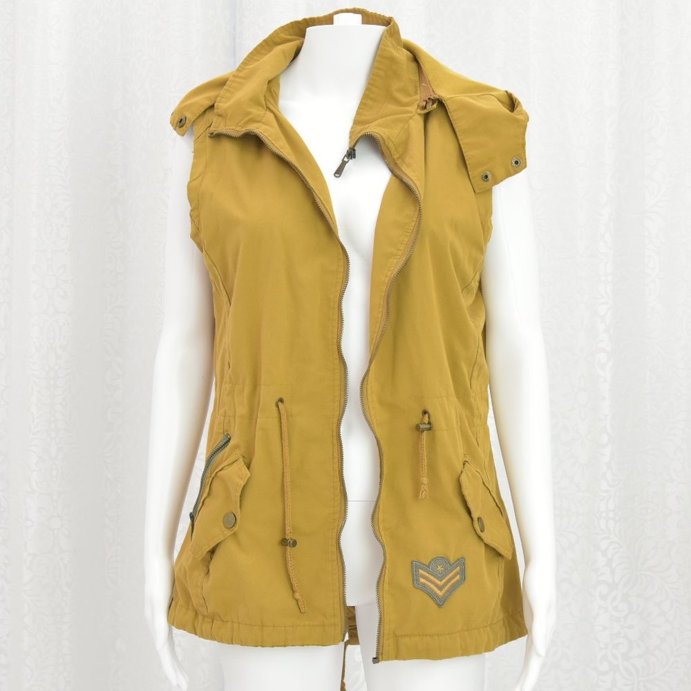 Mustard Tan Sleeveless Army-Style Jacket